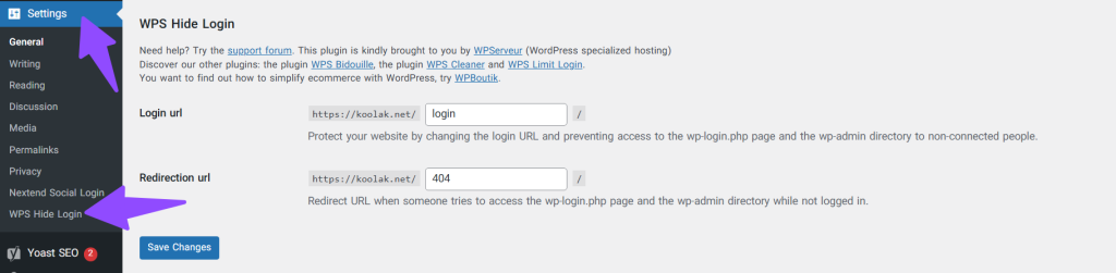 Change Login URL For WordPress - WPS