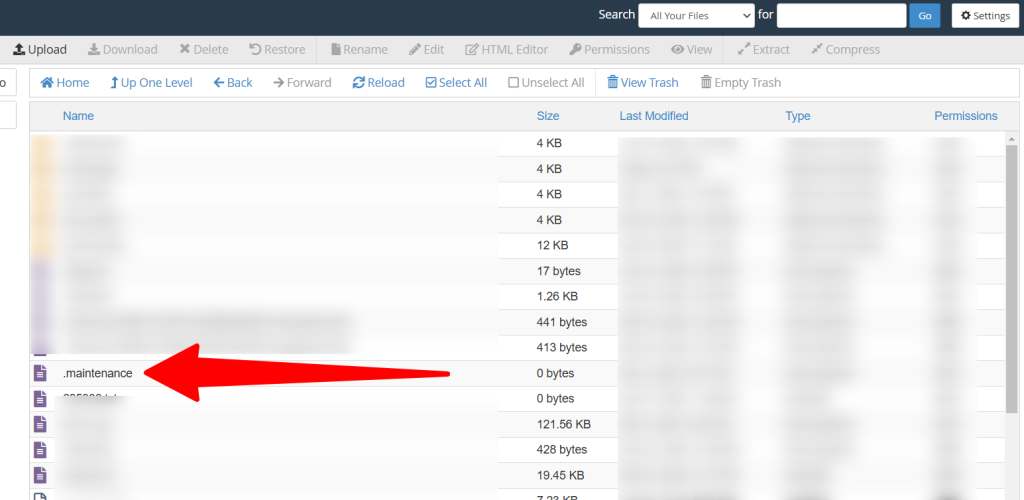 cPanel-Remove Maintenance Fix WordPress Stuck in Maintenance Mode