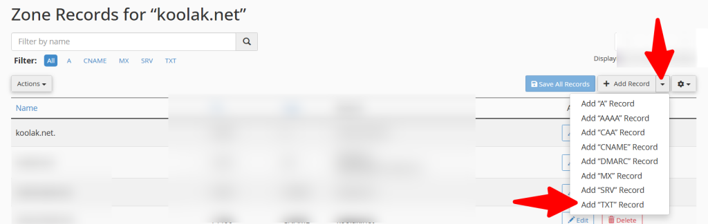 Add TXT Record - Submit WordPress Site to Google Search Console