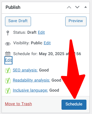 Schedule button - How to Schedule Posts in WordPress 