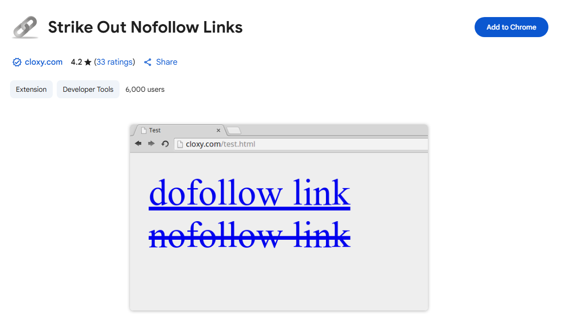 nofollow link strike out google chrome extension